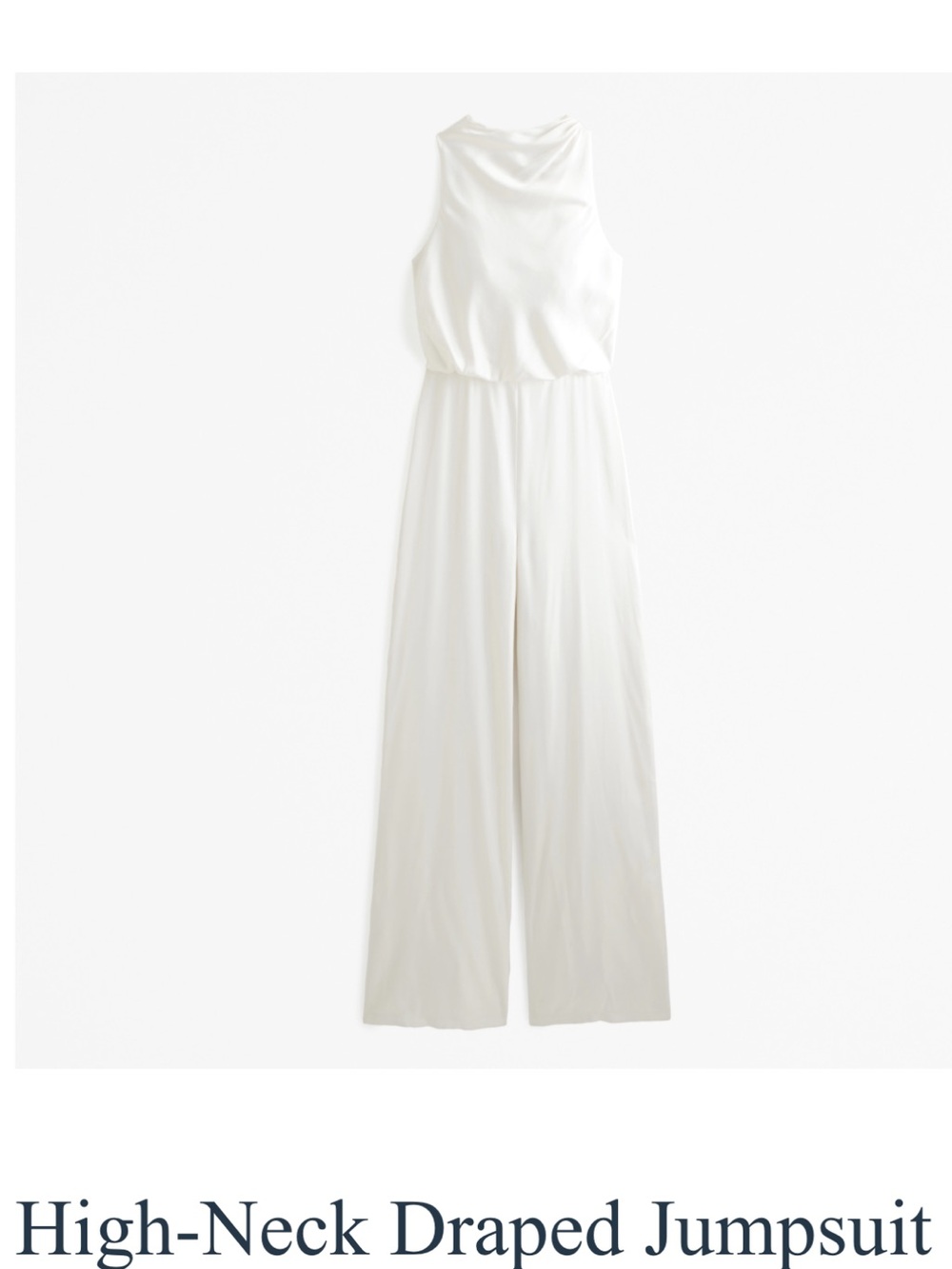 Abercrombie & Fitch Ivory High-Neck Wide-Leg Jumpsuit